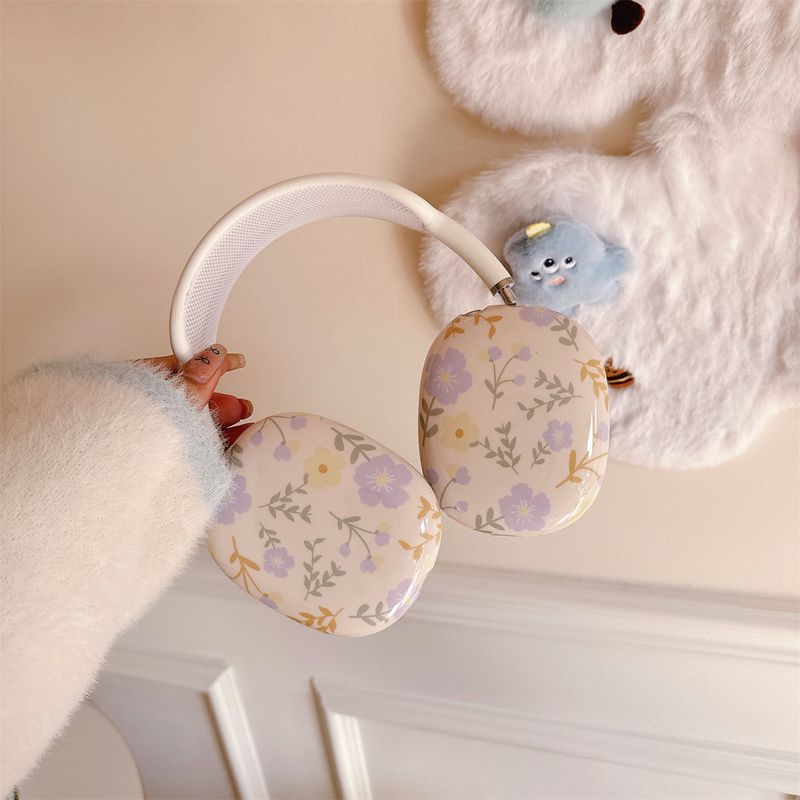 Korean Style Purple Floral airpods Max Protective Case for  Headset Ear Cap Ear Mover Earphone Case IMD_voghion.com
