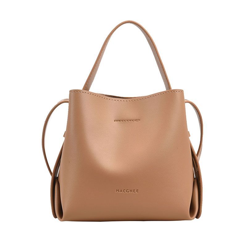 Borsa da donna borsa a secchiello a tracolla con texture borsa autunnale a spalla singola in PU per pendolari di grande capacità_voghion.com