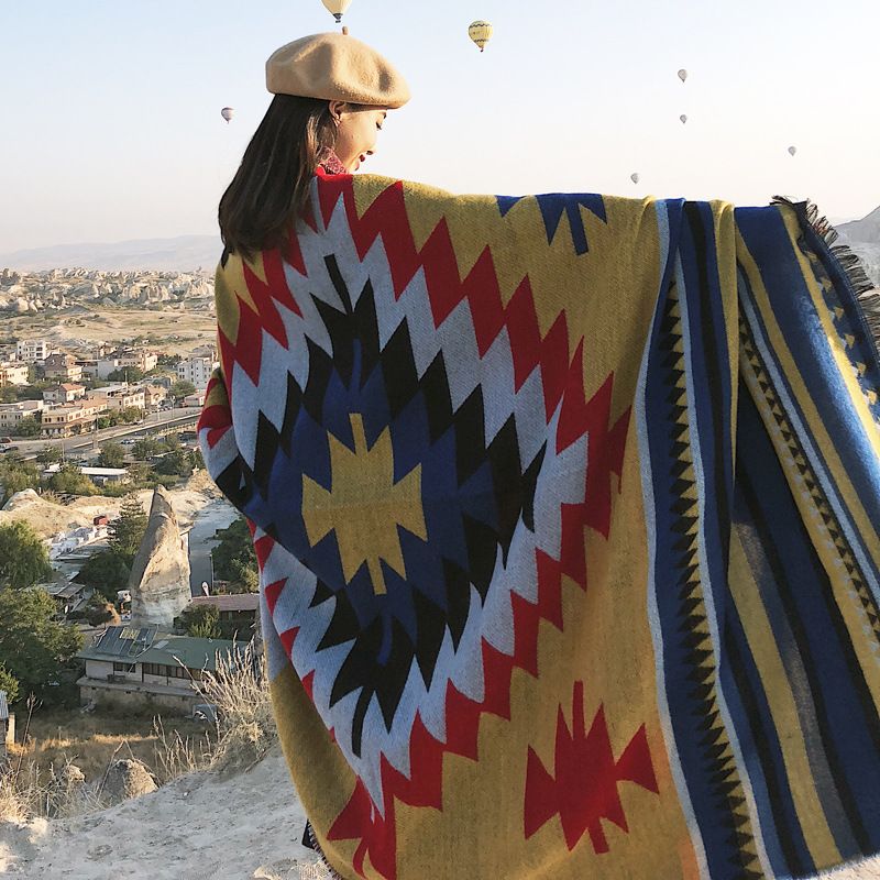 Stile etnico 2025 autunno e inverno nuovo scialle oversize in cashmere sciarpa scozzese ispessita e allungata sciarpa calda a doppio uso da donna_voghion.com