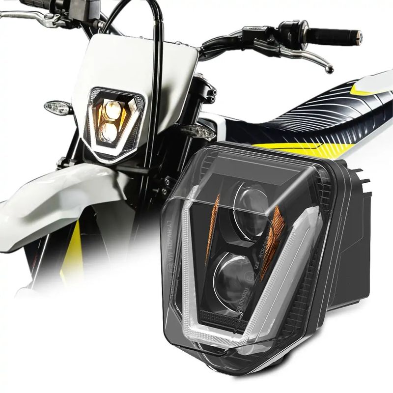 Conjunto de faróis de LED para motocicleta HUSQVARNA 2017-2021 300TE 150i 250i 300i com farol alto e baixo e modo de luz DRL âmbar_voghion.com