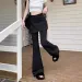 Black High-Waisted Summer Casual Women, Designed For A Slimming Effect, Loose Fit, Long Flared Pants, Bootcut Pants_voghion.com