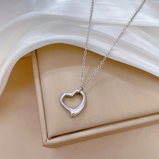 【 Full Body Titanium Steel 】 Plain Ring Love Furnace Genuine Gold Cold Necklace For Women's Ins Mesh Red Collarbone_voghion.com