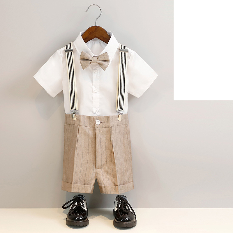 Baby Clothes Children's Suit Boy Suspenders Long Shorts Waistcoat Shirt Suit Activity Flower Child Dress_voghion.com