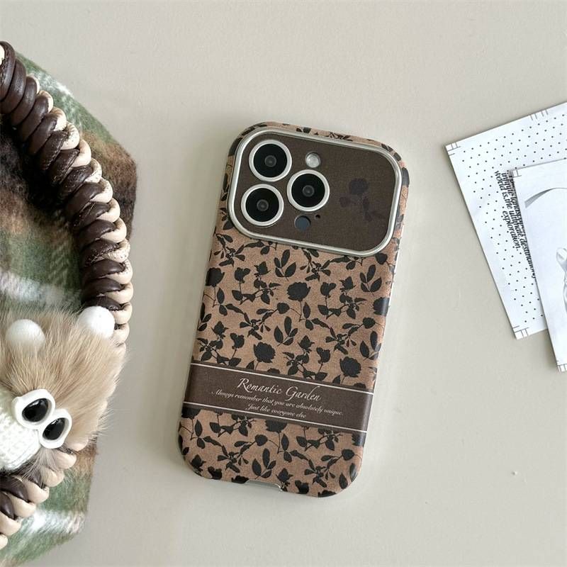 Custodia Retro Rose iPhone 16pro Applicabile Grande Foro iPhone 13 Copertura Completa 14promax Pelle_voghion.com