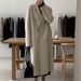 Korean Chic Oversized Wool Coat – Double-Breasted Long Trench Coat With Belt, Minimalist Office Wear & Timeless Outerwear_voghion.com