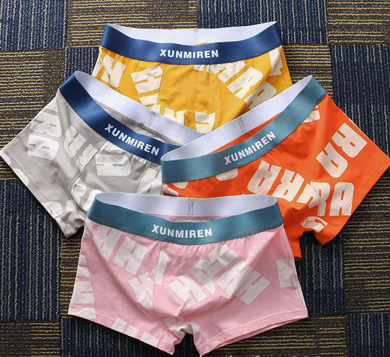 Nieuw2024 high-end Sexy 4-packs Herenondergoed, puur katoenen boxer gepersonaliseerde trendy mode bedrukte mid waist four corner broek, comfortabel_voghion.com