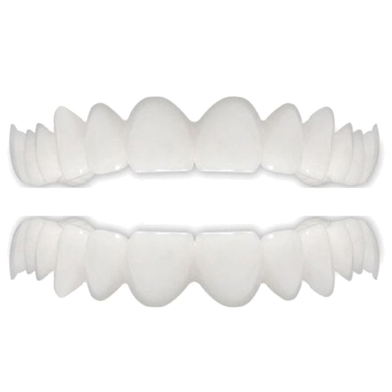 Gwong 2Pcs Silicone Simulation Upper Bottom Teeth Denture Whitening Tooth Cover_voghion.com