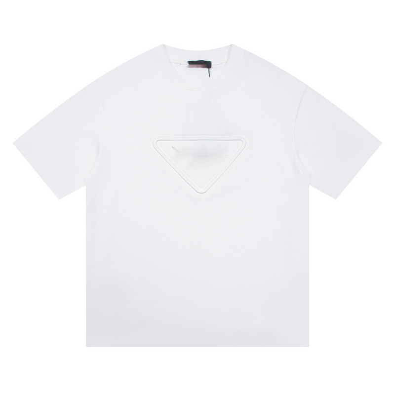 25ss Nuovo Tutto 270g Doppio Filato Cotone Lettera Acciaio Timbro Goffrato Unisex Alla Moda E Versatile Maglietta A Maniche Corte_voghion.com