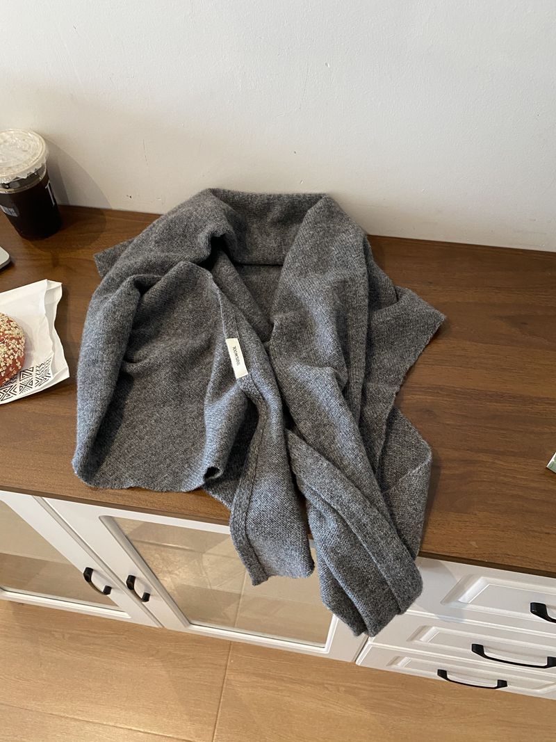 Scialle in lana 100% oversize, autunno e inverno 2025, nuove sciarpe triangolari calde lavorate a maglia da donna, alla moda e versatili._voghion.com