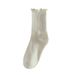 Socks women's spring, summer and autumn models of mid-calf socks cotton bottom solid color stacked socks Japanese lace stockings_voghion.com