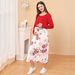 Printed red long sleeved round neck breastfeeding maternity dress_voghion.com