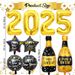 Conjunto de globos digitales 2025 Decoración con globos de Feliz Año Nuevo con borde cruzado Combinación de globos de película de aluminio negro y dorado_voghion.com