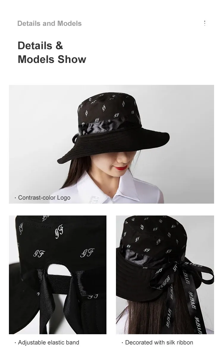 Golfist Versatile Summer Wide Brim Leisure Sun Protection Black Fashion Fishing Hat Outdoor Women's Golf Cap_voghion.com