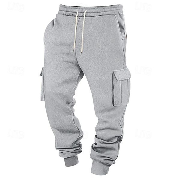 Cargohose mit mehreren Taschen für Herren – bequeme Jogginghose mit geradem Bein für Freizeitkleidung und Outdoor-Aktivitäten (Schwarz, Dunkelgrau, Hellgrau, mehr)_voghion.com