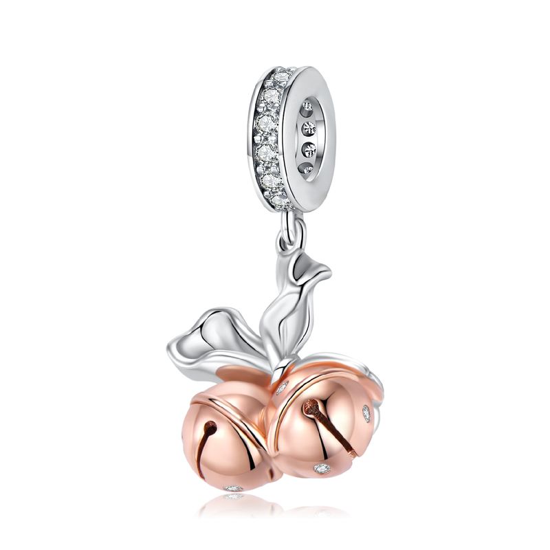 Diy pendant Christmas bow bell pendant Christmas series silver rose gold plated bracelet diy pendant_voghion.com