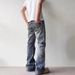 3D Printed Jeans – Digital Print Low-Rise Bootcut Denim Pants With Vintage Wash_voghion.com