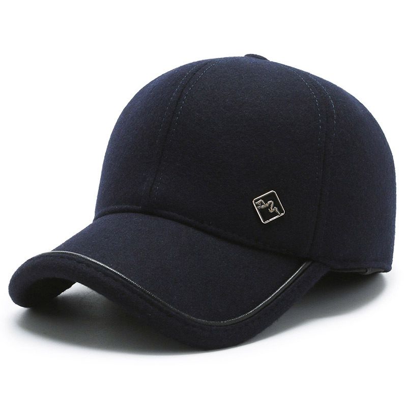 ins hat middle-aged and elderly ear protection baseball cap simple fashion mature men's peaked cap_voghion.com