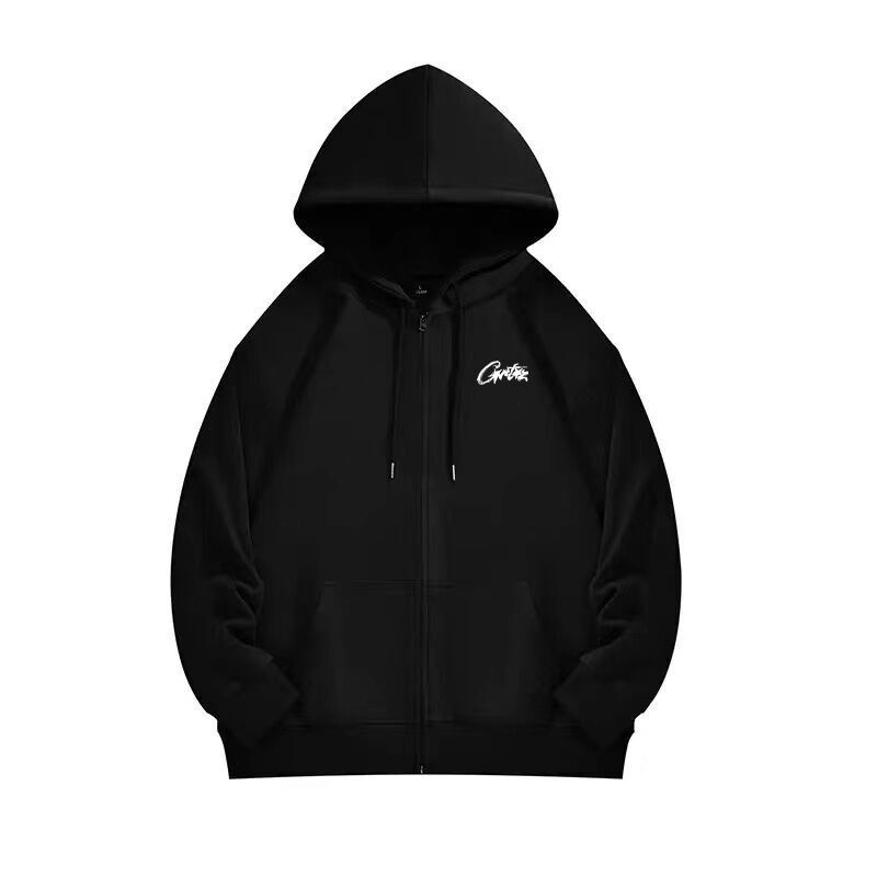 Hipster herfst en winter heren bedrukt vest rits capuchon sweatshirt jas lange mouw_voghion.com