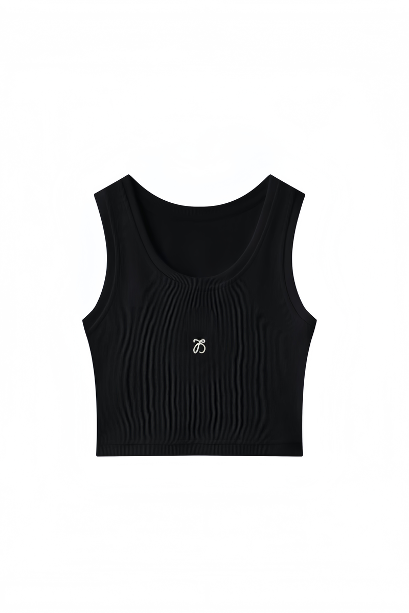 Knitted Vertical Pattern Sports Yoga Vest Fashion Elastic Tight Base Vest_voghion.com