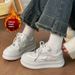 Winter Sneakers Fleece-Lined Slip-Resistant Casual Shoes With Rubber Sole, Chunky Platform White Shoes For Cold Weather, Warm Comfortable Shoes_voghion.com