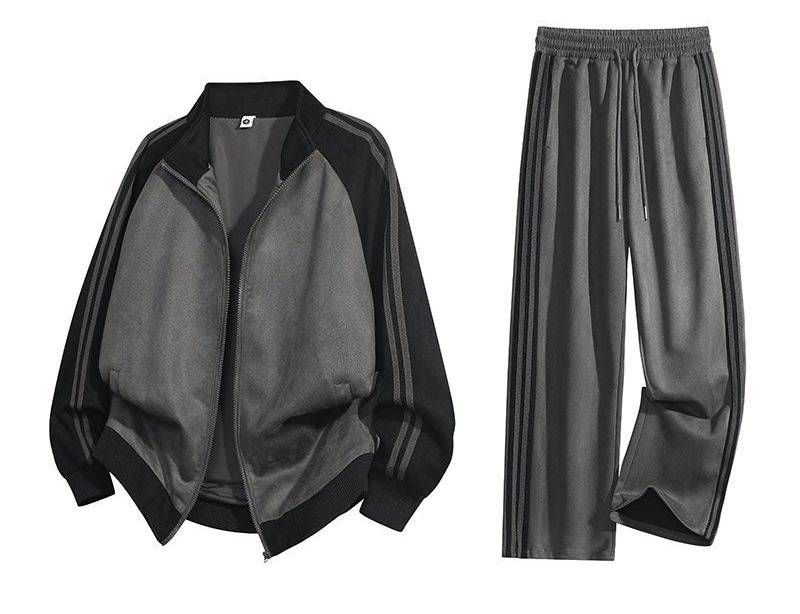 Herrenbekleidung Unisex-Trainingsjacke in Wildlederoptik – Übergroßer Mantel im College-Stil (passendes Set für Sie und Ihn)_voghion.com