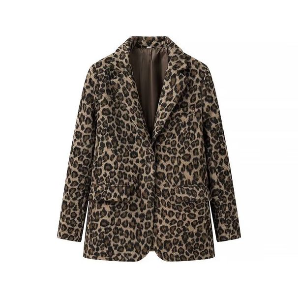 Ženska oblačila za jesen/zimo 2024, nova enoredna jakna z dolgimi rokavi in živalskim vzorcem_voghion.com