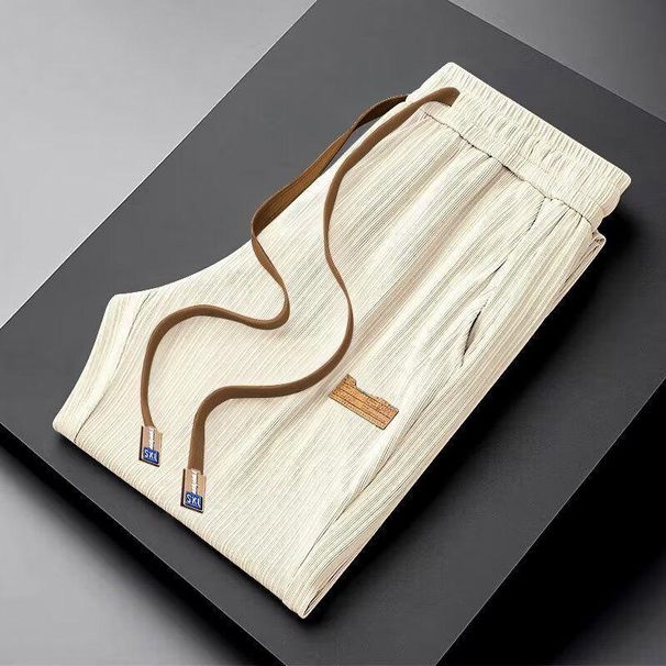 Textur inspirierte Eisseide für Männer im Sommer, dünn hängend, lässig, locker, gerades Bein, cooles und weites Bein, Schlafen_voghion.com