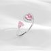 Anello in argento S925 da donna, semplice, rosa, con cuore, dolce, regolabile, anello aperto, zircone, gioielli_voghion.com