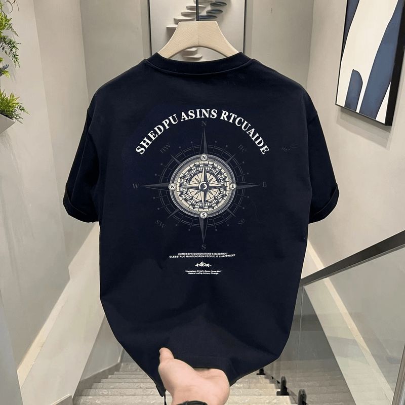 High-end men's short-sleeved T-shirt summer 2024 new fashion brand simple printed cotton crew neck T-shirt for men_voghion.com