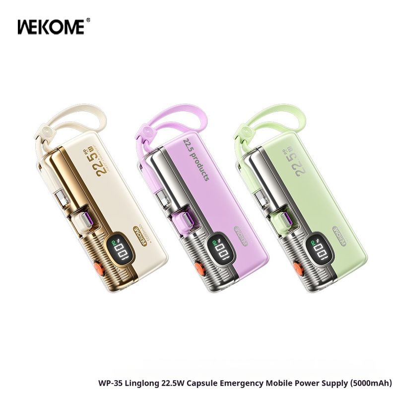 WEKOME Weipinte Linglong Series WP-35 Power Bank - 22.5W Fast Charging 5000mAh Capsule Emergency Mobile Charger, Compact High-Capacity For On-the-Go C_voghion.com