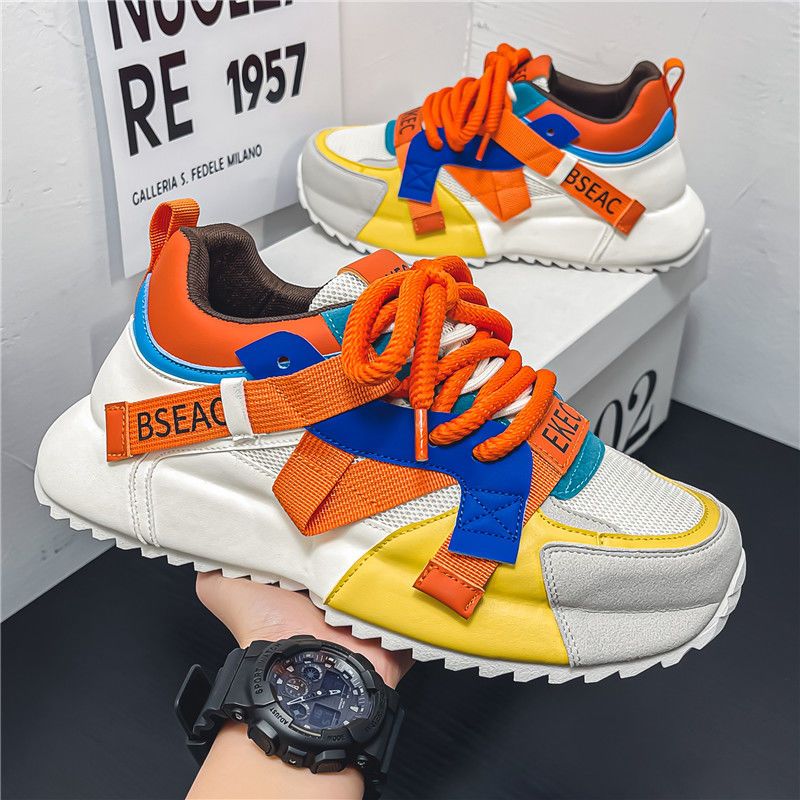 Sommer Pustende Mesh Sport Løping Uformell Herre tykk såle Heightening 2024 New Dad Trendy Sko_voghion.com