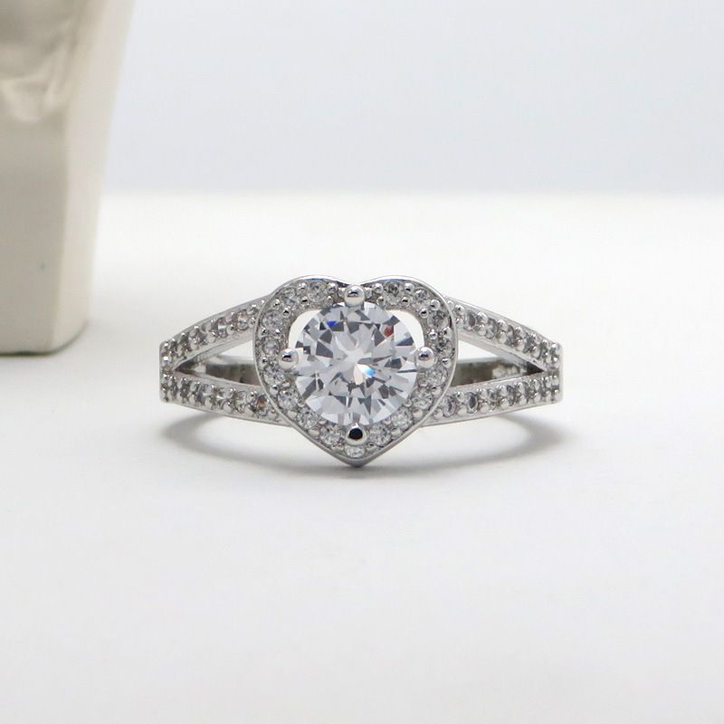 Mode Damen Herz Hochzeit herzförmigen Zirkon Schmuck voller Diamanten Ring_voghion.com