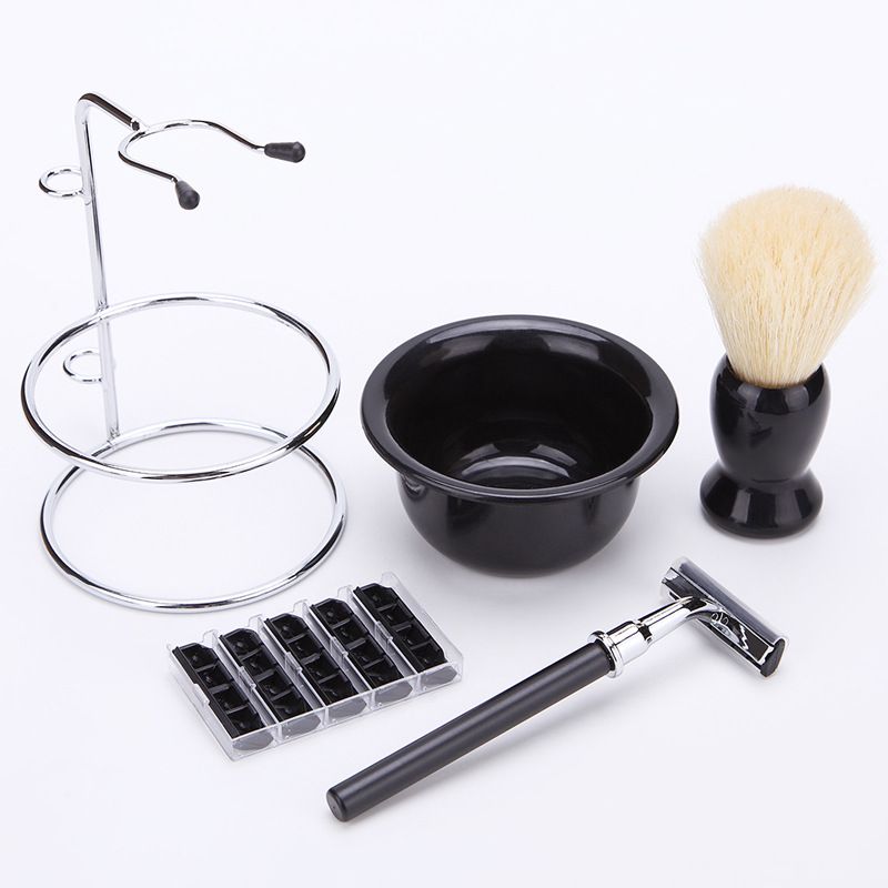 Fancy Baardborstelset Gereedschapsborstelrek Scheermesje Nylon Scheerreinigingsrek Set van vijf stuks_voghion.com