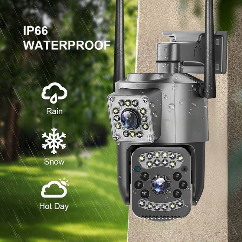 V380 Outdoor Surveillance Camera Dual Screen Home Binocular Wireless WiFi Remote HD Camera Ball Machine_voghion.com