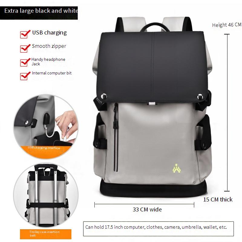 Zaino premium da uomo con porta USB, zaino per laptop di grande capacità per viaggi, lavoro e spostamenti, tessuto Oxford resistente all'acqua, design ergonomico_voghion.com