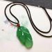 Ice-grade Jasperite Jade-green Leaf Pendant, Green Jasperite Pendant, Jade Necklace, Golden Plumage And Jade Leaves._voghion.com