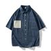 Herenkleding Zomer Nieuw Katoenen Denim Overhemd met Korte Mouwen Herenmode Draagbaar Retro Gewassen Overhemd Trend_voghion.com