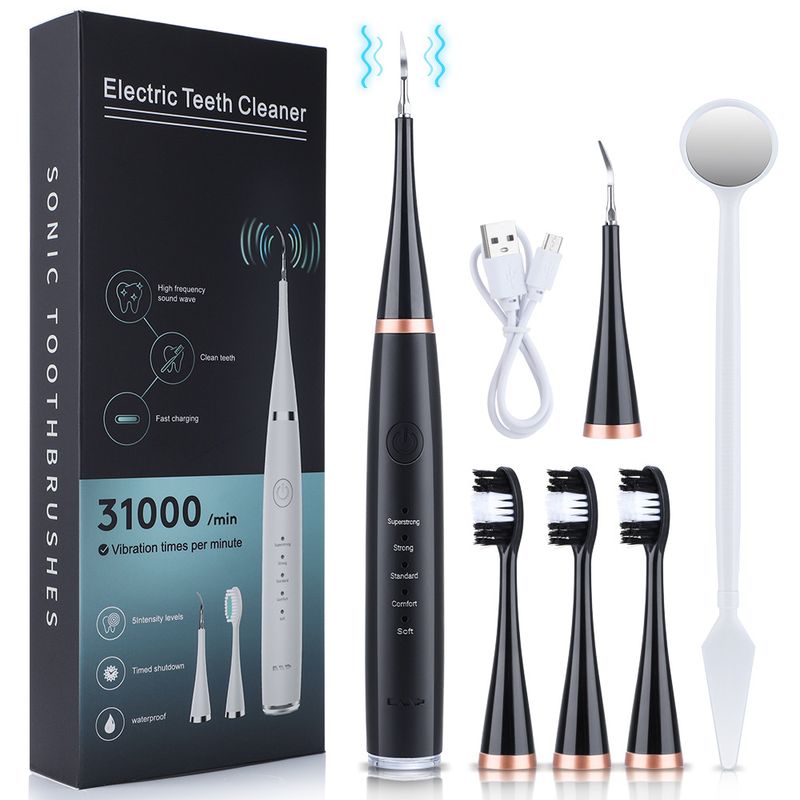Electric Ultrasonic Teeth Cleaner Dental Tartar Remover Cleaning Whitening Scaler Dental Calculus Remover Replaceable Toothbrush_voghion.com