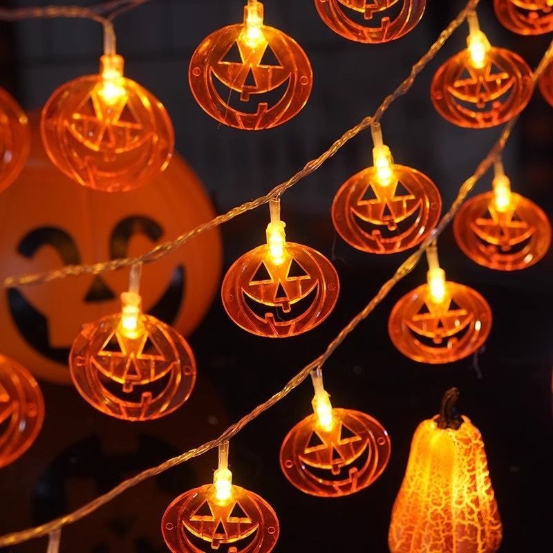 Decorazione a LED con luci d'atmosfera particolari, a forma di ragno, zucca, teschio e fantasma, per festival di Halloween_voghion.com
