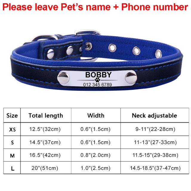 Personalized Leather Collar, Dog Collars, Pet Necklace Soft Padding, With Free Engraving For Small, Medium, And Large_voghion.com