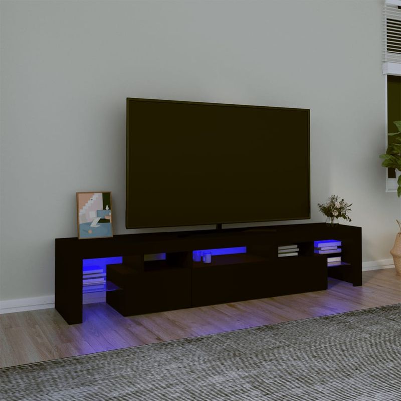 TV-Schrank mit LED-Leuchten Schwarz 200x36,5x40 cm_voghion.com