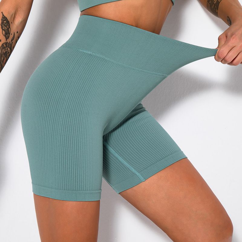 Women's threaded yoga pants women's high waist hip fitness pants sports tight shorts yoga clothes in stock_voghion.com
