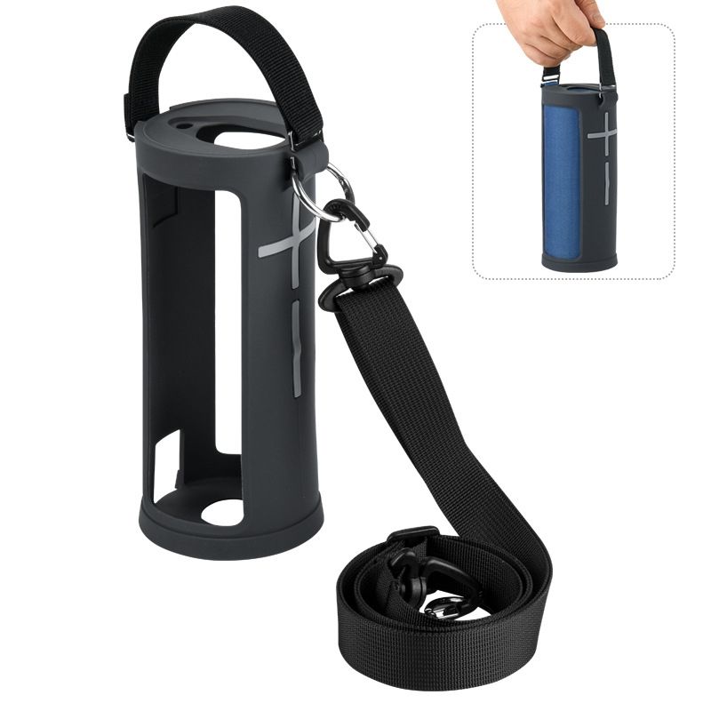 For Ultimate Ears MEGABOOM 3 Speaker Silicone Case With Detachable Shoulder Strap(Black)_voghion.com