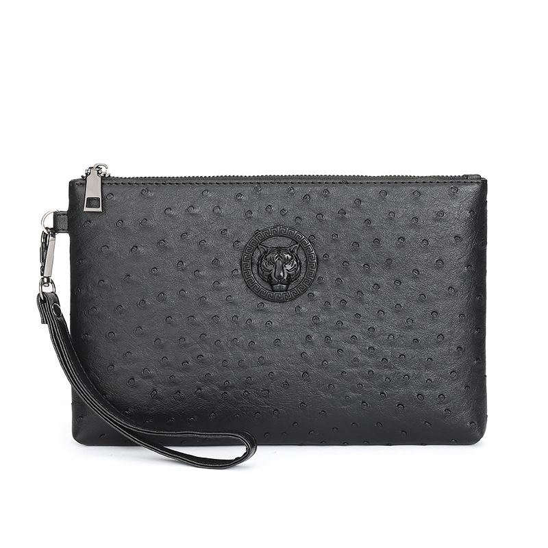Aktentasche für Herren – Stilvolle Clutch aus Straußenleder, Business-Mode-Umschlagtasche aus weichem Leder in großen, mittleren und kleinen Größen für Berufstätige_voghion.com