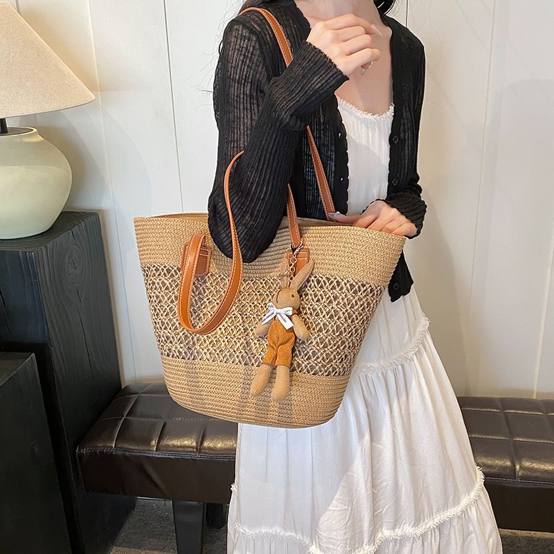 Borsa a tracolla versatile da pendolare, nuova moda 2025, in paglia intrecciata, per le donne, per le vacanze estive alla moda._voghion.com