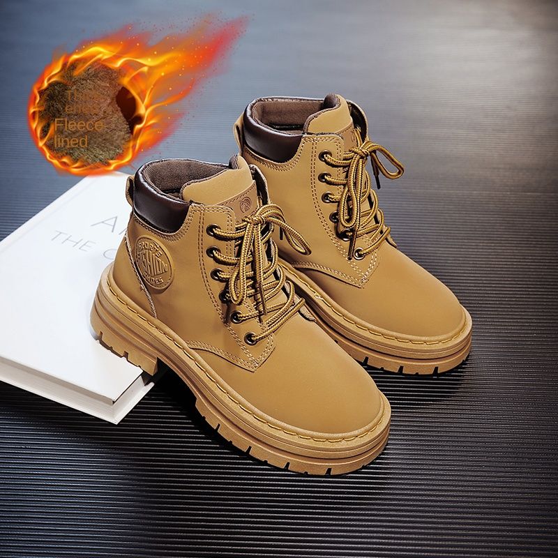 Fleece Martin Boots Cotton Shoes Small Yellow Boots Cargo Boots Boys And Girls Shoes Big Children's Fashion_voghion.com