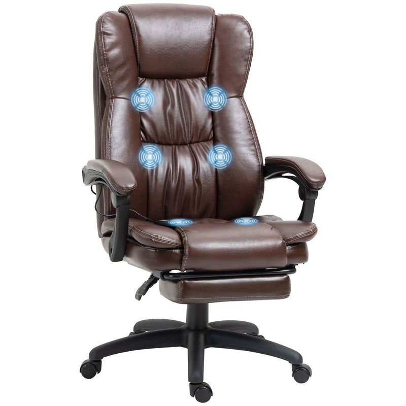 High Back Massage Office Chair With 6-Point Vibration, 5 Modes, Executive Chair, PU Leather Swivel Chair With Reclining Back, And Retractable Footre_voghion.com