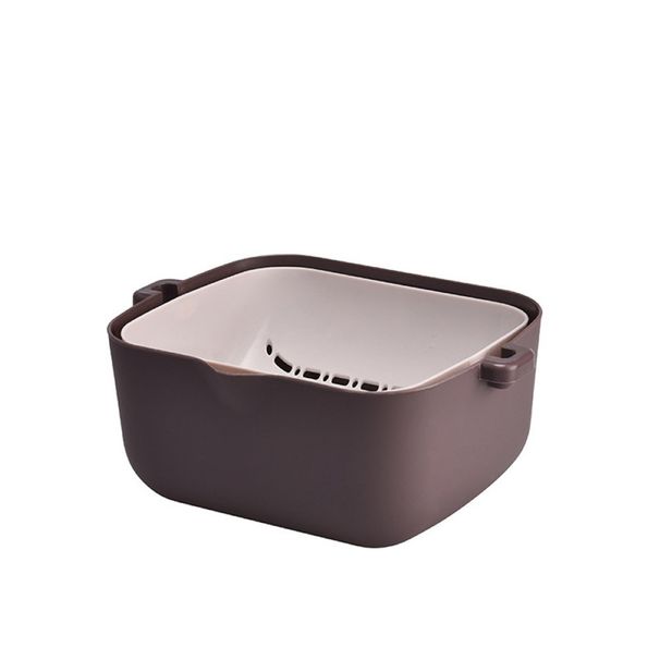 2Pcs Handle Double Layer Kitchen Fruit Vegetable Food Washing Strainer Plastic Quick Draining Basket_voghion.com