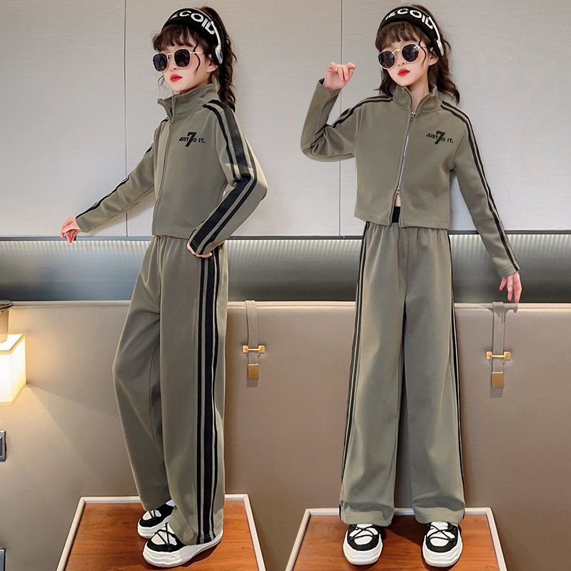 Küçük Kız Çocuk Giyim Şık İlkbahar Ve Sonbahar İlkbahar Küçük İnternet Ünlü Spor İki Parçalı Takımlar_voghion.com