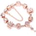 Charm Bracelets Classic Rose Gold Dia Heart Key Beaded Pendant Bracelet_voghion.com